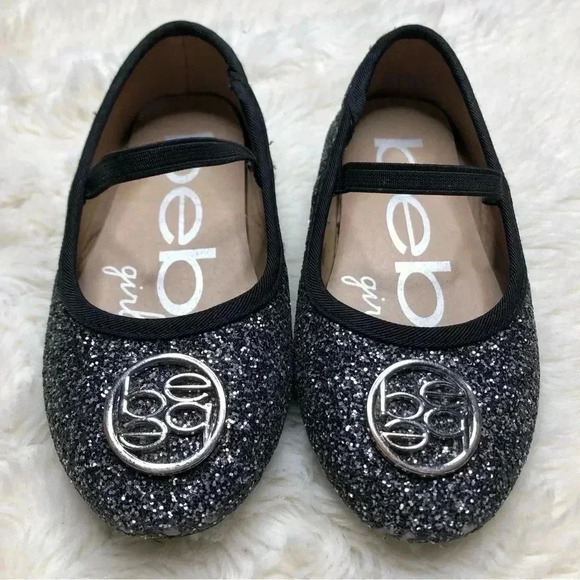 Bebe Toddler Glitter Flats Black Size  8 - Picture 1 of 16